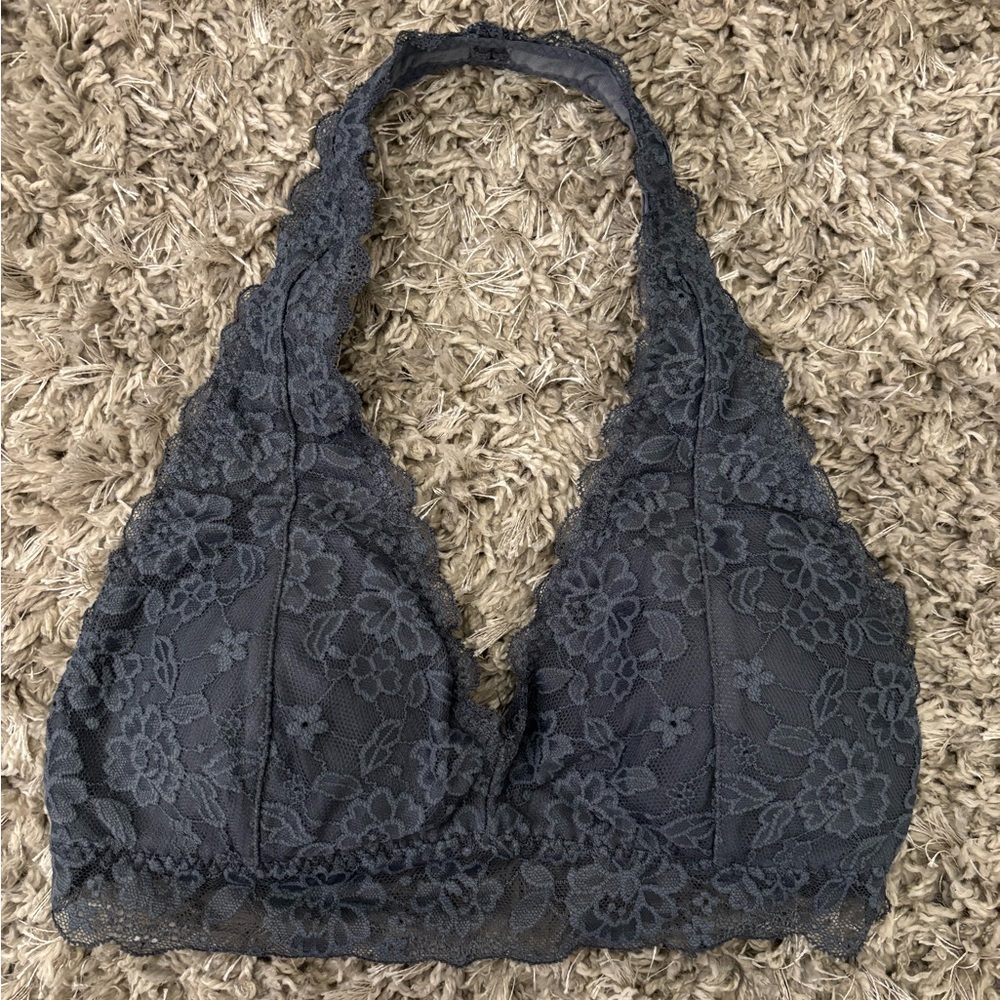 Gilly Hicks Gray Lace Halter Bralette